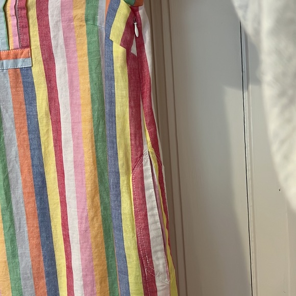 JCrew linen blend vertical rainbow striped mini dress w/ pockets. Size S, new - Picture 5 of 6